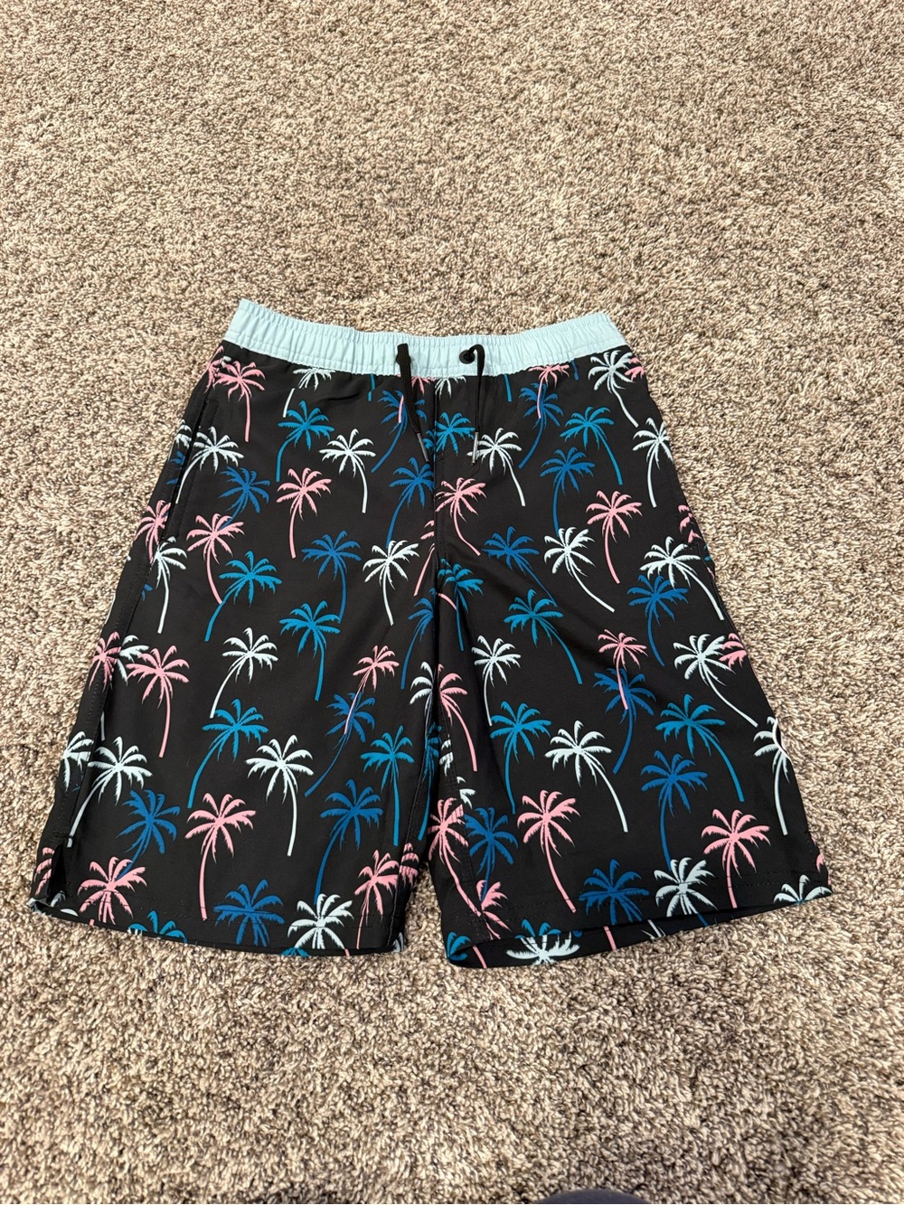 Grom Youth Board Shorts Size Large 10-12 Palm Tree Print Swim Trunks Beach Surf
